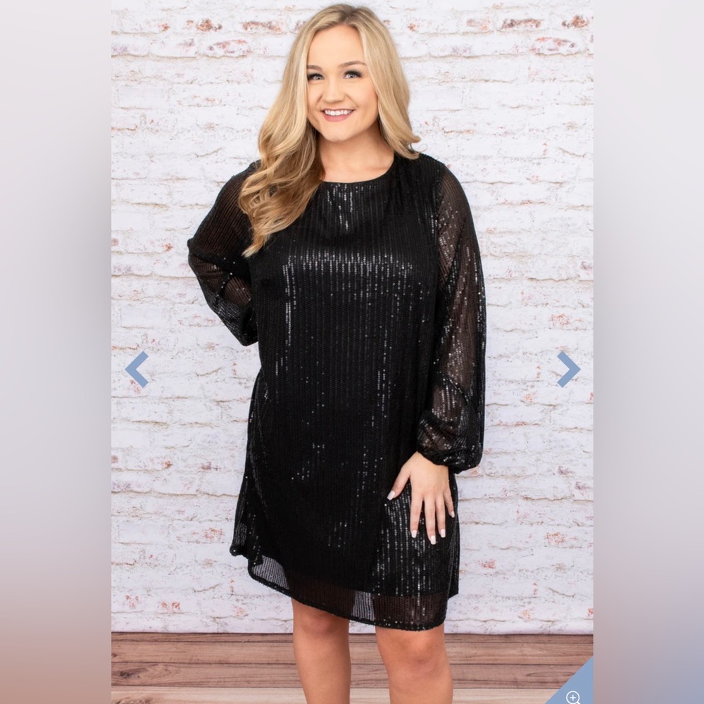 Chic Soul Glitter On The Floor Black Sequin Dress- 3X